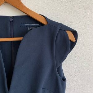 French Connection tulip sleeve sheath navy dress